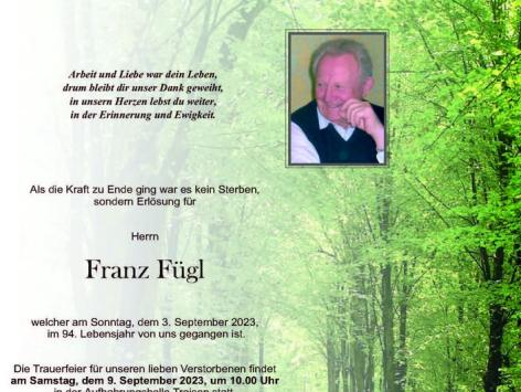 Wir trauern um Franz Fügl