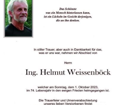 Wir trauern um Ing. Helmut Weissenböck