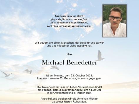 Wir trauern um Michael Benedetter