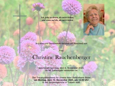 Wir trauern um Christine Rauchenberger