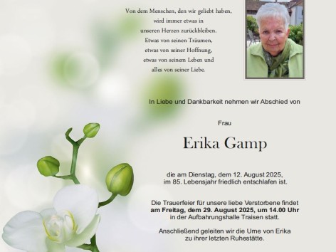 Wir trauern um Erika Gamp