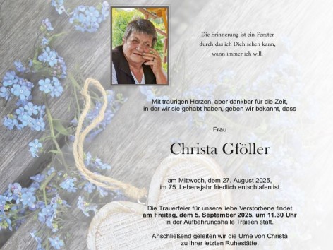 Wir trauern um Christa Gföller