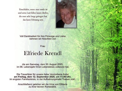 Wir trauern um Elfriede Krendl