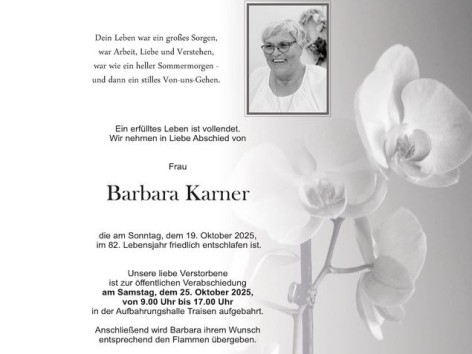 Wir trauern um Barbara Karner