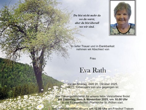 Wir trauern um Eva Rath