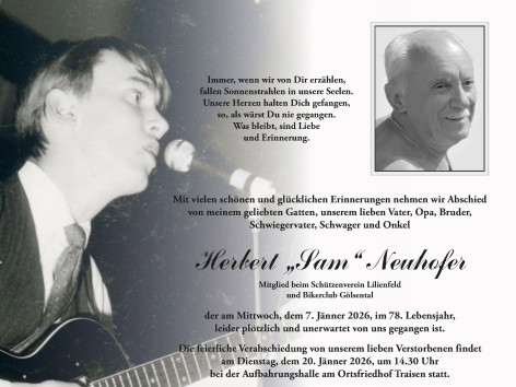 Wir trauern um Herbert Neuhofer