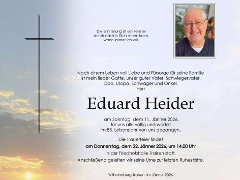 Wir trauern um Eduard Heider