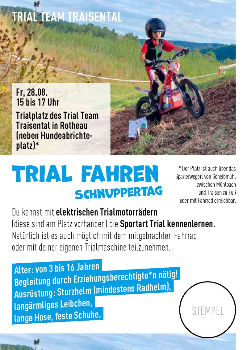 Ferienspiel - Trial Fahren Schnuppertag